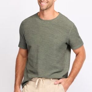 Alesbury Waffle Ribbed Shirt Top Men XL Green Short Sleeve Crew Neck Office NWT